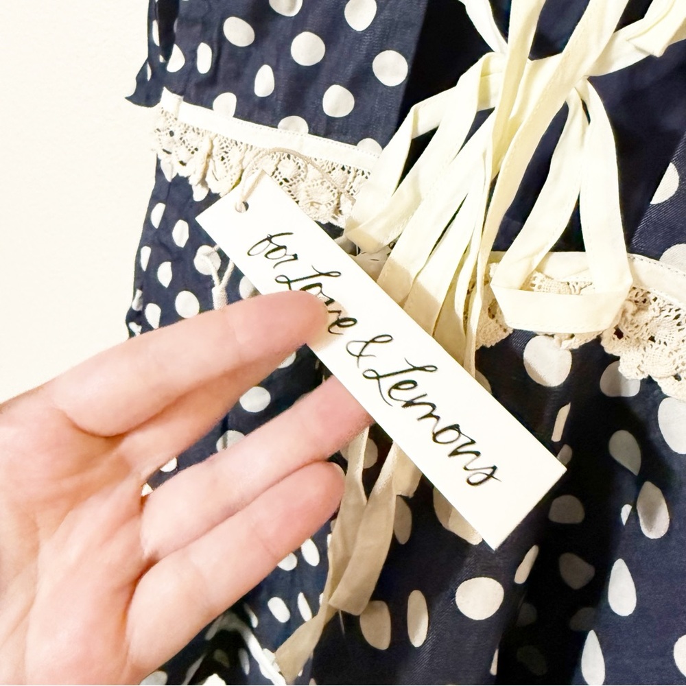 For Love & Lemons Dolly Denim Polka Dot Mini Dress Free People Size XL NEW $229 - Picture 12 of 16
